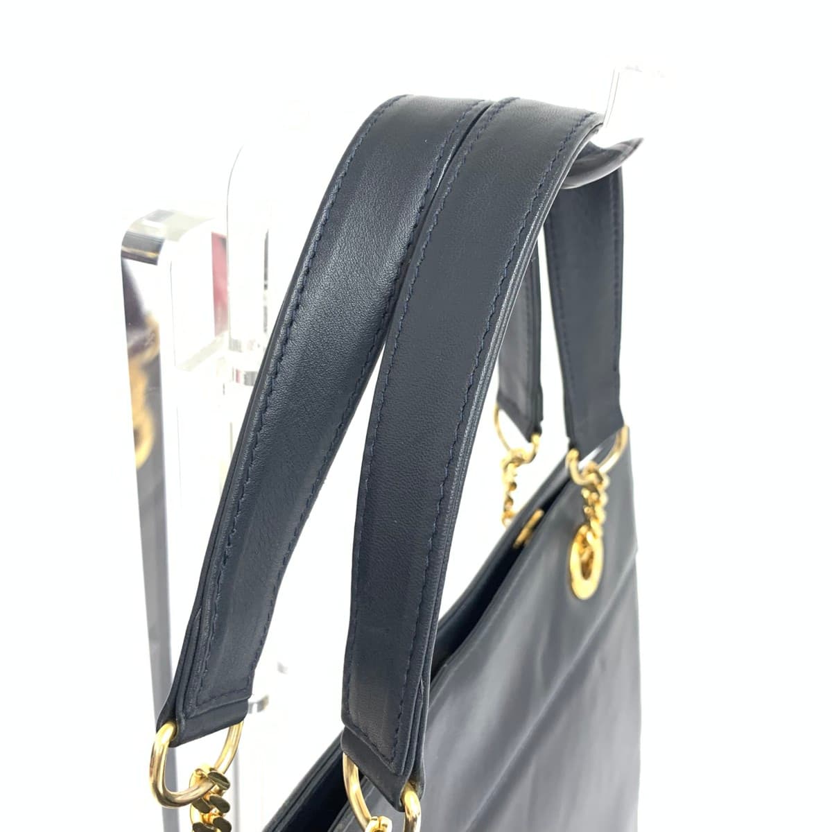 Paloma Picaso Tote Bag Kiss Logo Chain Leather Navy Women's 4