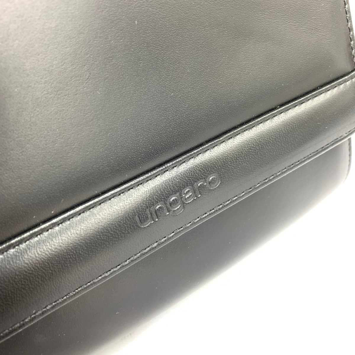 Ungaro fuchsia 2WAY handbag in good condition, leather, black, ladies 6