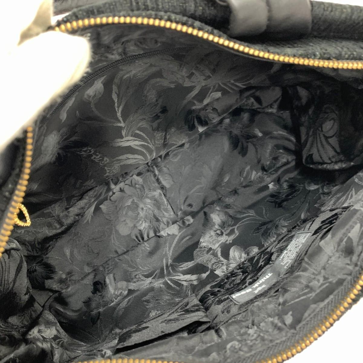 Think Bee tote bag in good condition, bouquet sequins beads, tapestry, black, ladies 6