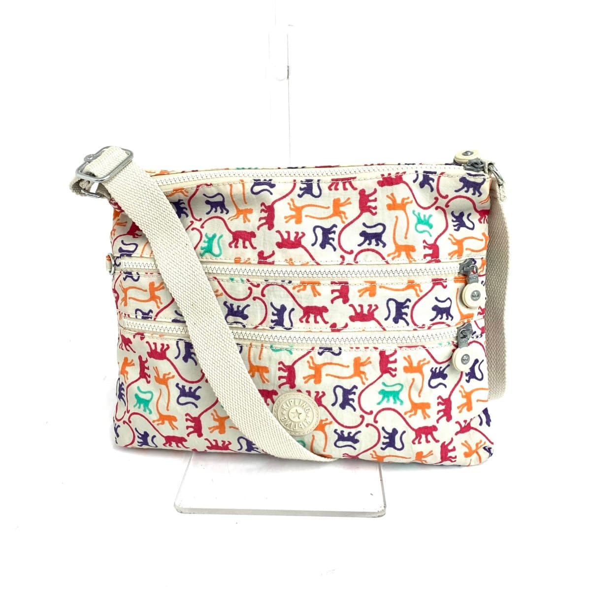 KIPLING Kipling Shoulder Bag Good Condition All-Over Pattern Nylon Beige Women's