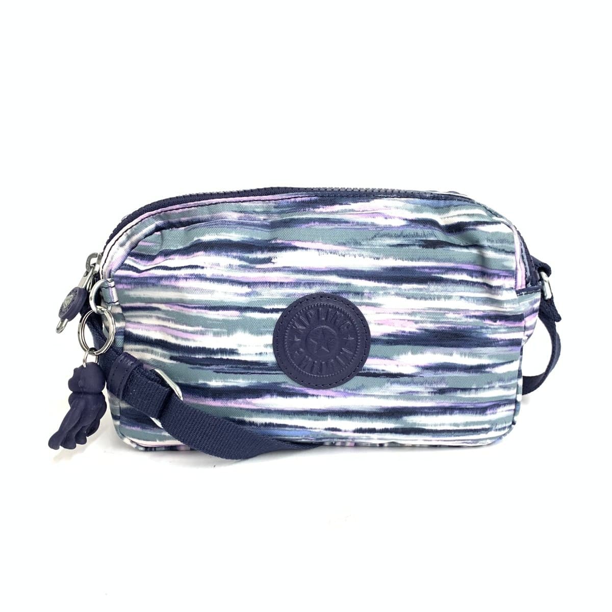 KIPLING Mini Shoulder Bag Good Condition All-over Pattern Nylon Navy Women's
