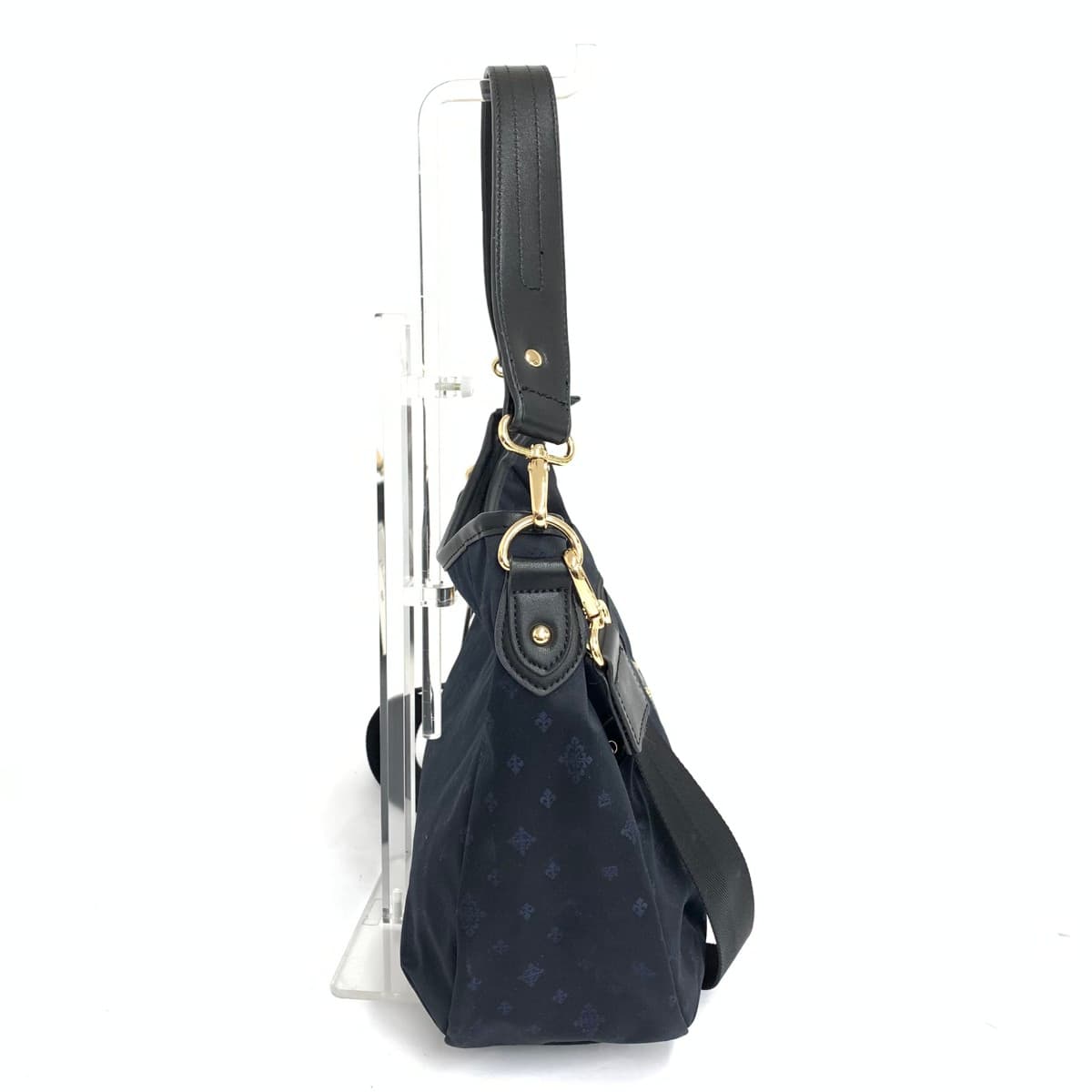 Memesawa Bag 2WAY Shoulder Bag Unused Item All-over Pattern Nylon Black Ladies 2