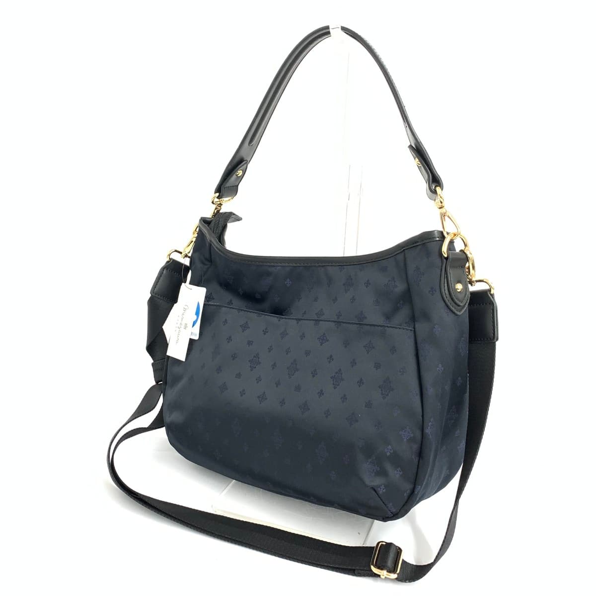 Memesawa Bag 2WAY Shoulder Bag Unused Item All-over Pattern Nylon Black Ladies 3