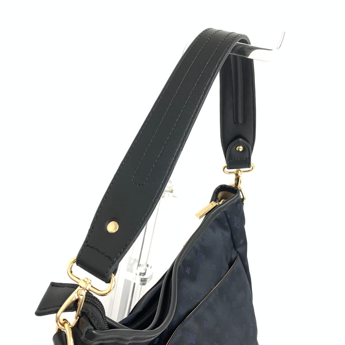 Memesawa Bag 2WAY Shoulder Bag Unused Item All-over Pattern Nylon Black Ladies 4