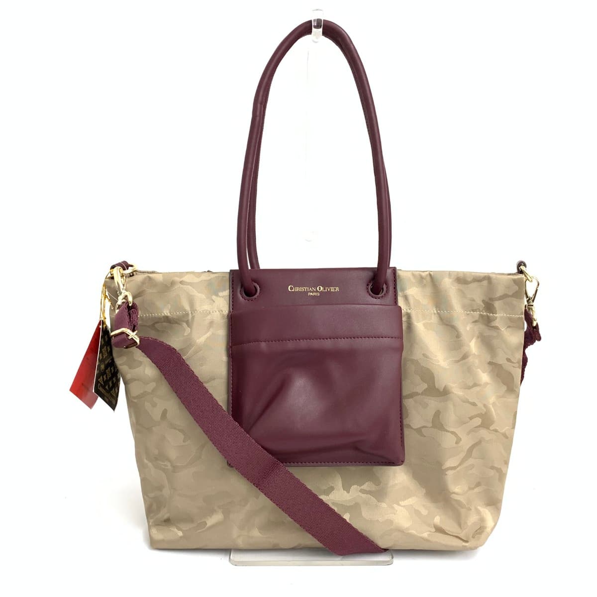 CHRISTIAN OLIVIER 2WAY Tote Bag Unused Camouflage Nylon Beige Women's