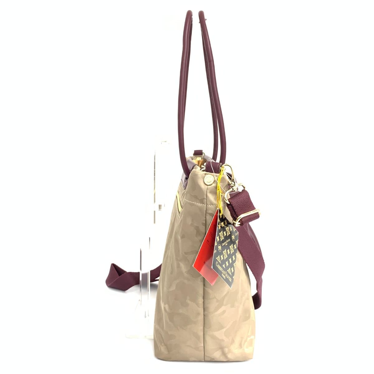 CHRISTIAN OLIVIER 2WAY Tote Bag Unused Camouflage Nylon Beige Women's 2