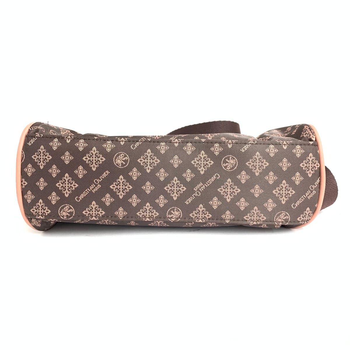 CHRISTIAN OLIVIER Shoulder Bag Excellent Condition Monogram Nylon Chocolate Pink Brown Ladies 4