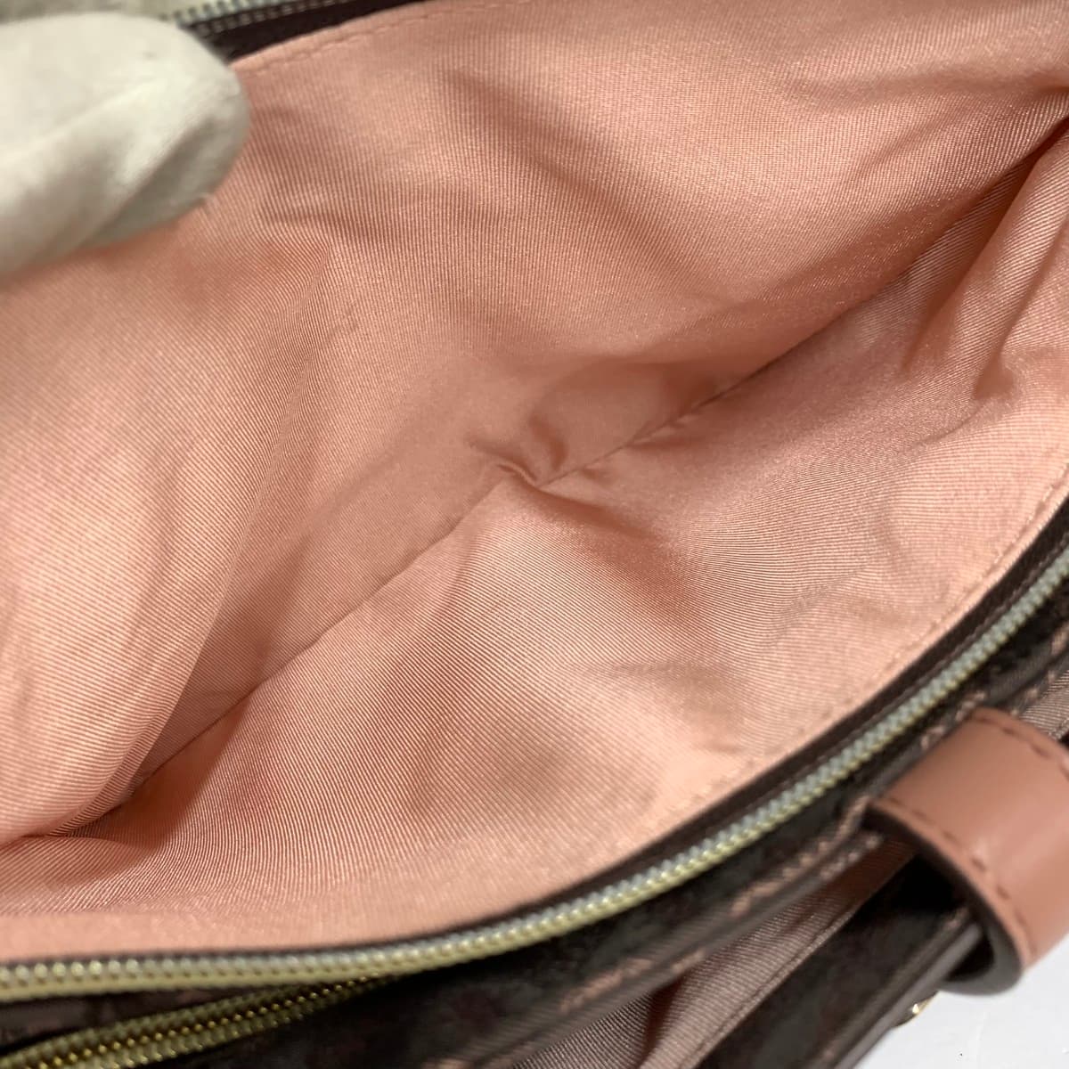 CHRISTIAN OLIVIER Shoulder Bag Excellent Condition Monogram Nylon Chocolate Pink Brown Ladies 7