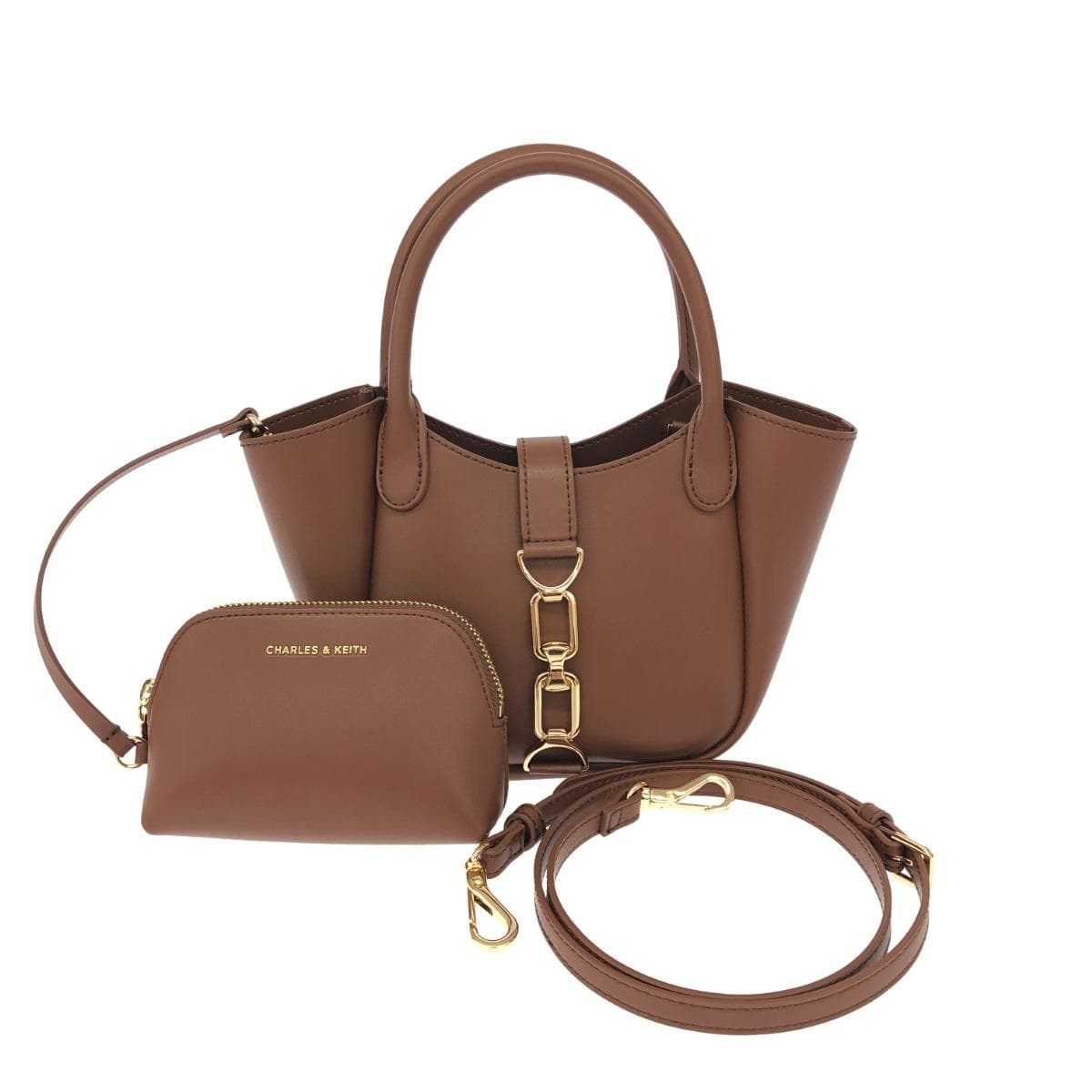 CHARLES&KEITH 2WAY bag in good condition, PVC, brown