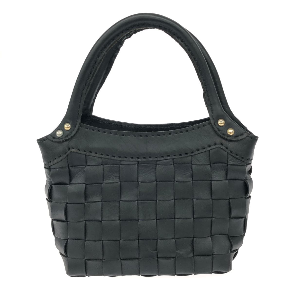 Robita tote bag, woven leather, black