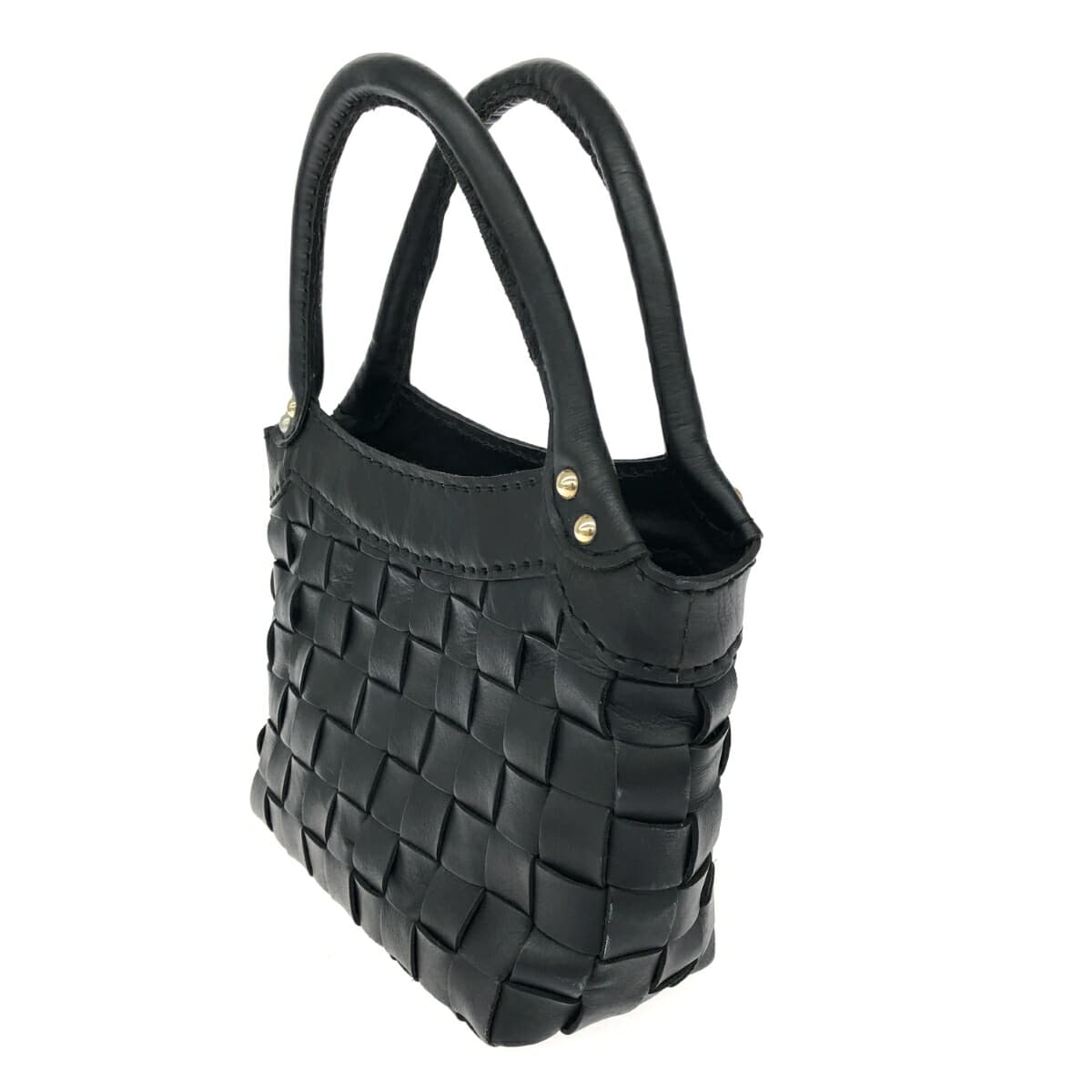 Robita tote bag, woven leather, black 3