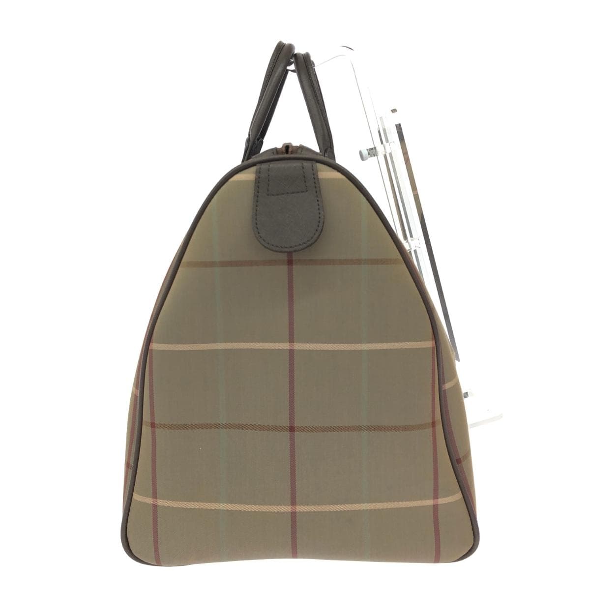Burberry Boston Bag   Check Pattern    Brown Unisex 2