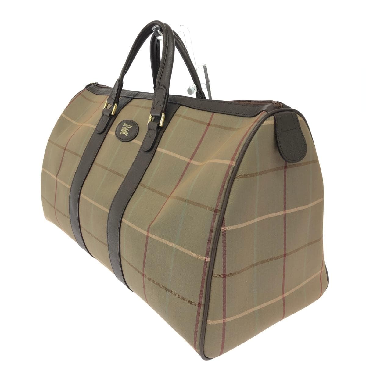 Burberry Boston Bag   Check Pattern    Brown Unisex 3
