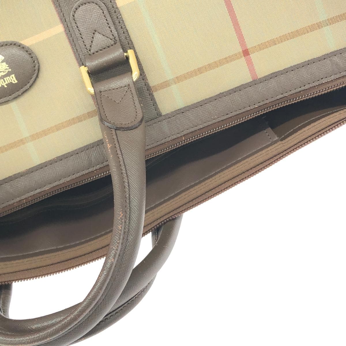 Burberry Boston Bag   Check Pattern    Brown Unisex 9