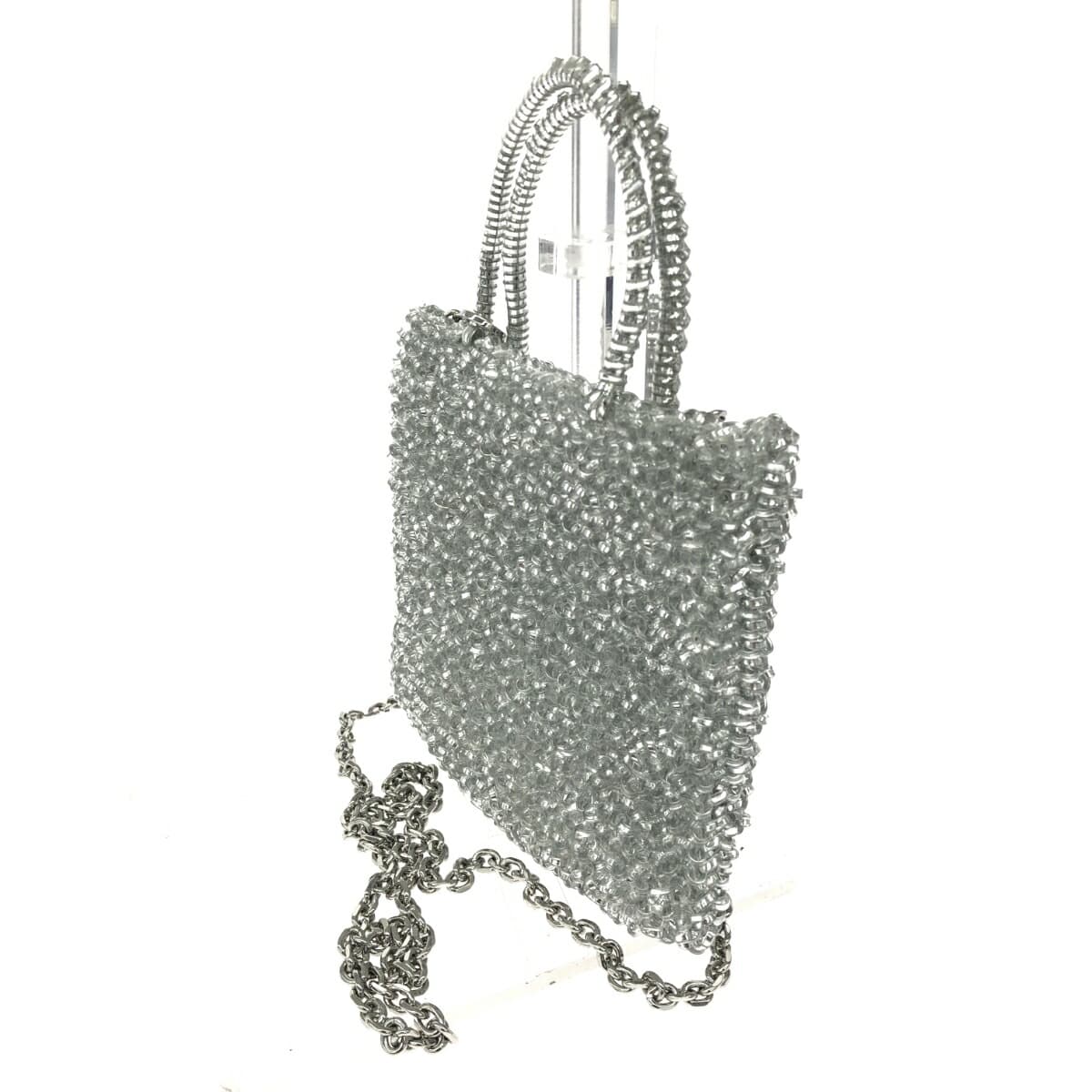 ANTEPRIMA 2-Way Bag, Like-New Condition, Wire Design, PB21F12045, Silver, Women's 3