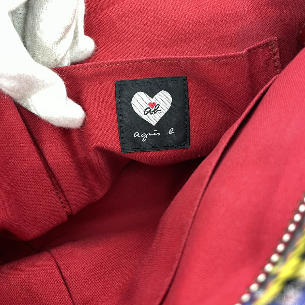 agnes b. Tote Bag   Check Pattern Nylon    Red Women's 5