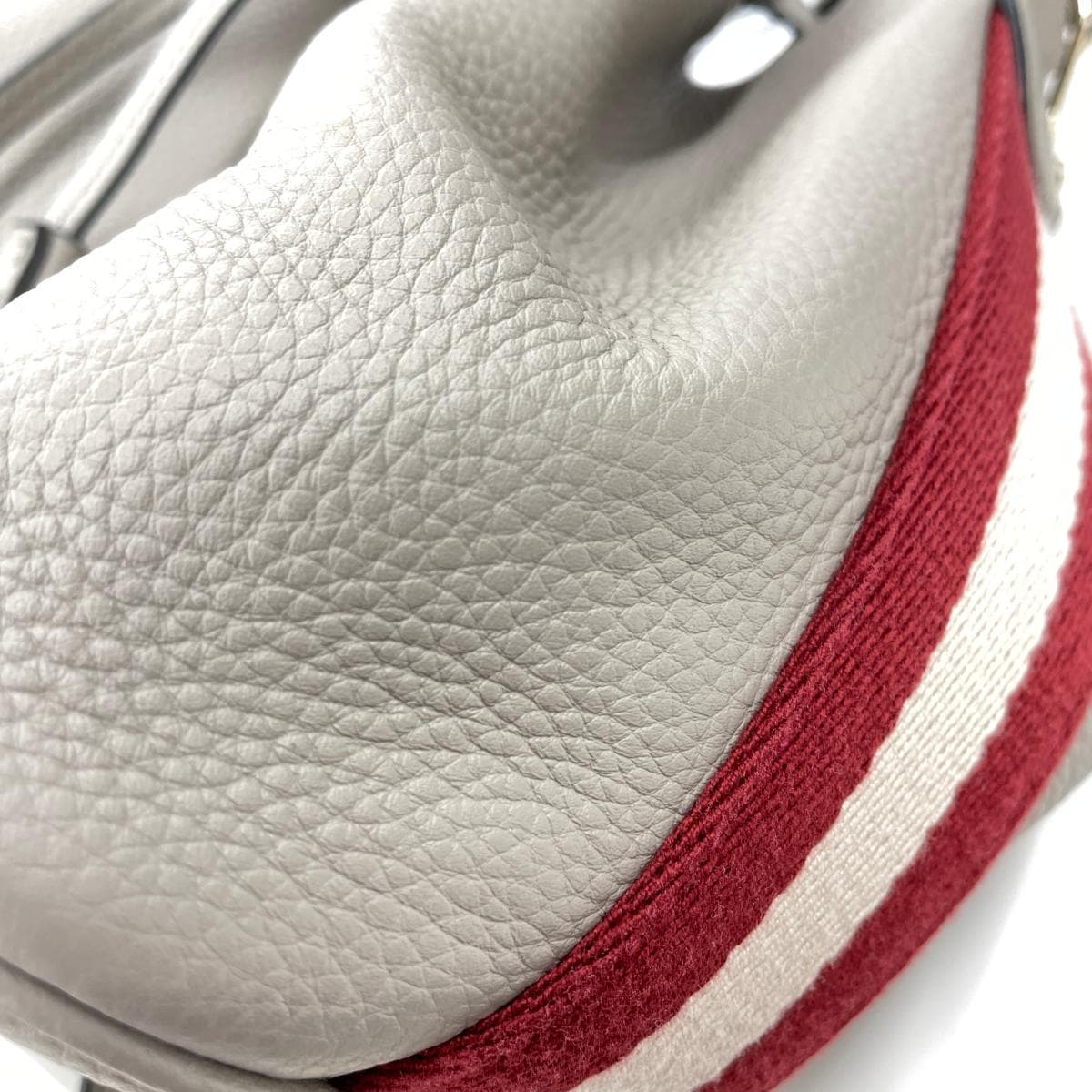 BALLY Drawstring Shoulder Bag - Like-New Condition - 3-Stripe Leather - Gray - Women's 7