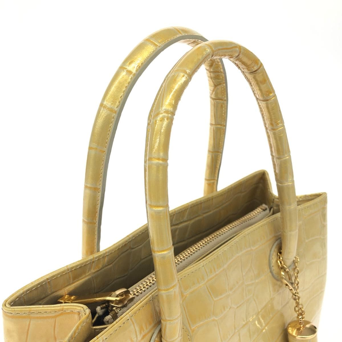 DAKS LONDON Handbag Good Condition Enamel Gold Color Women's 4