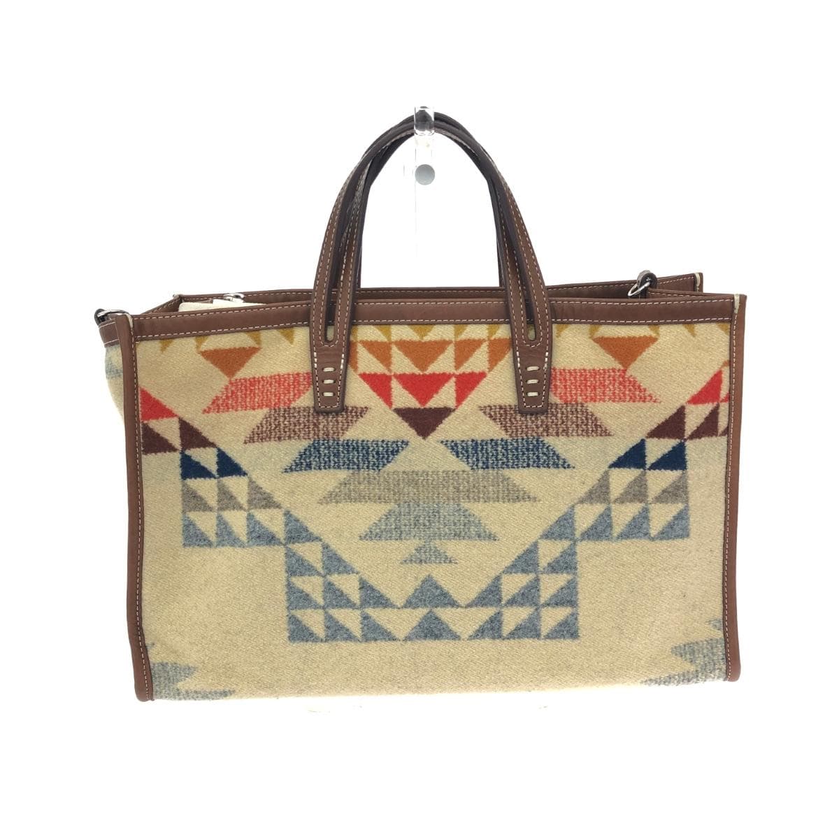 PENDLETON 2WAY Bag / Avocation Collaboration Wool × Leather Beige Women's