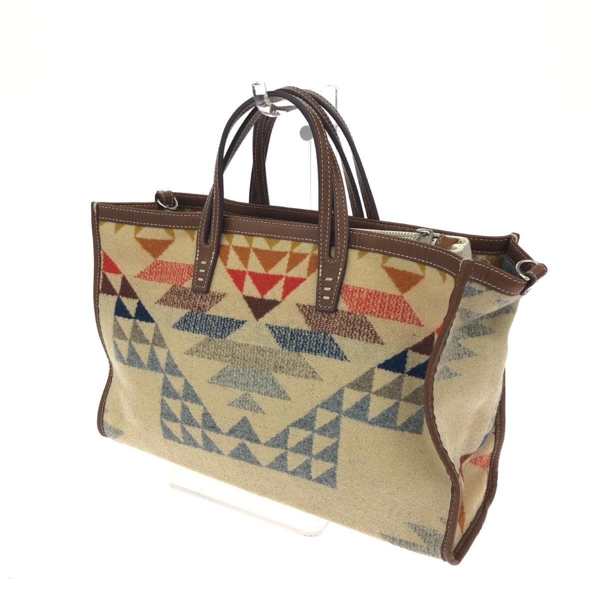 PENDLETON 2WAY Bag / Avocation Collaboration Wool × Leather Beige Women's 3