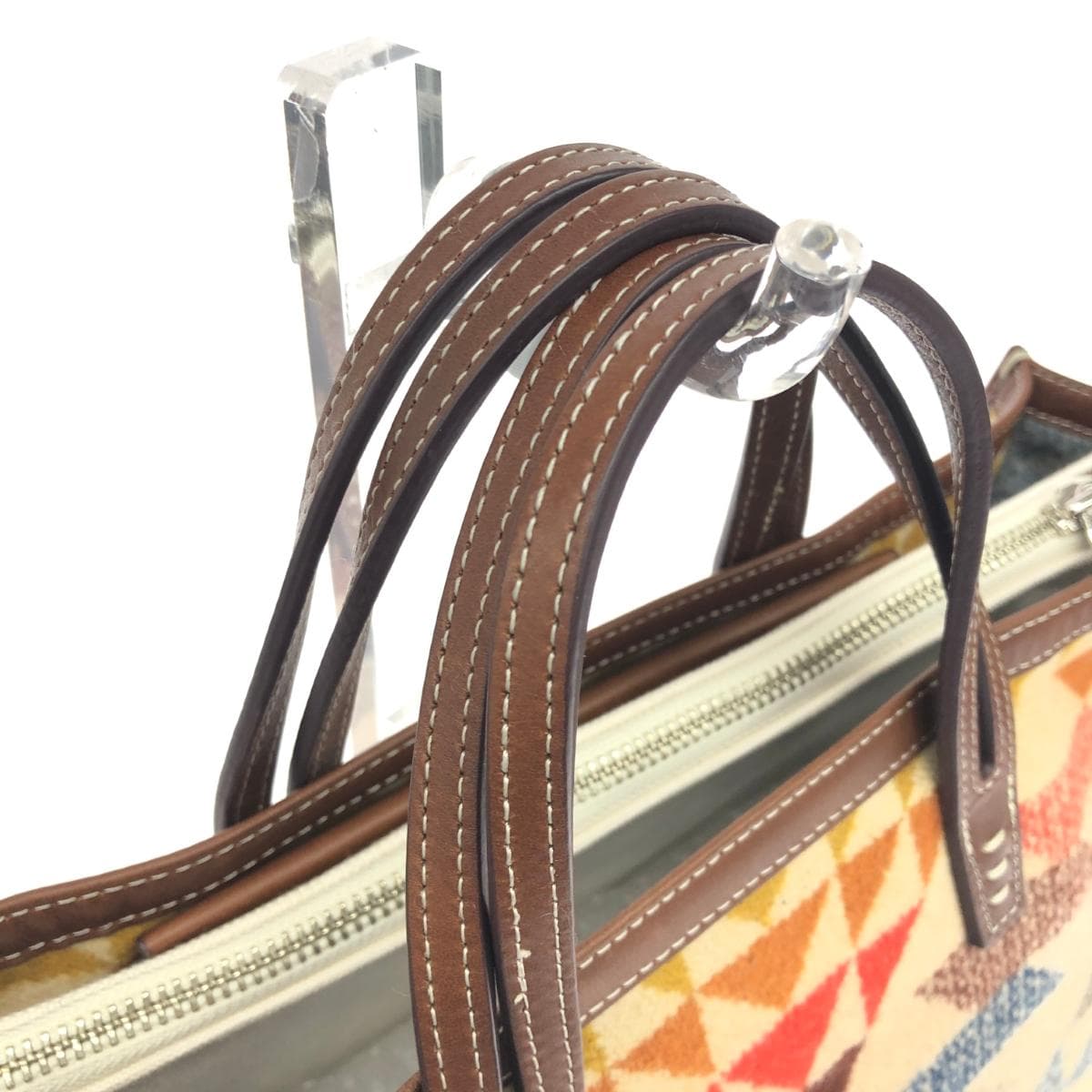 PENDLETON 2WAY Bag / Avocation Collaboration Wool × Leather Beige Women's 4