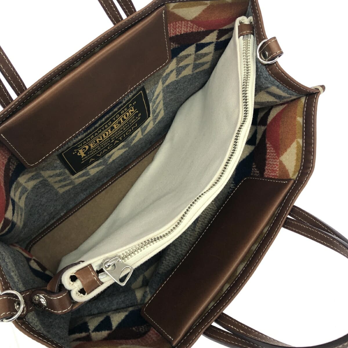 PENDLETON 2WAY Bag / Avocation Collaboration Wool × Leather Beige Women's 6