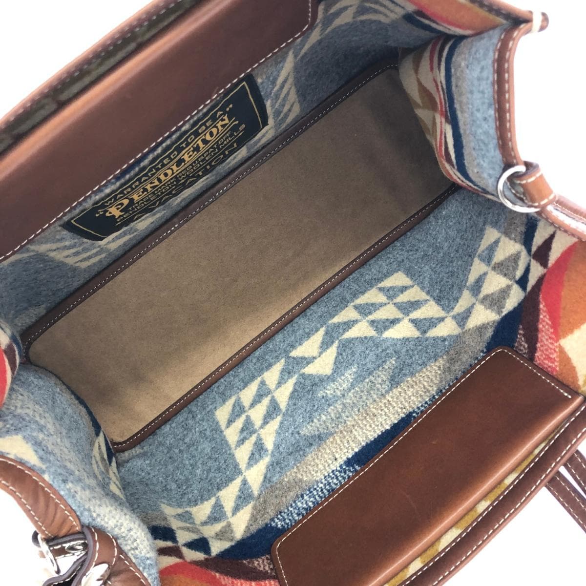 PENDLETON 2WAY Bag / Avocation Collaboration Wool × Leather Beige Women's 7