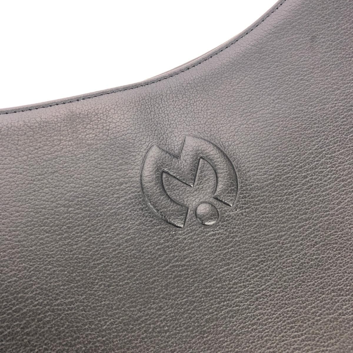 MILA SCHON Handbag Embossed M Logo Leather Black Women's 6