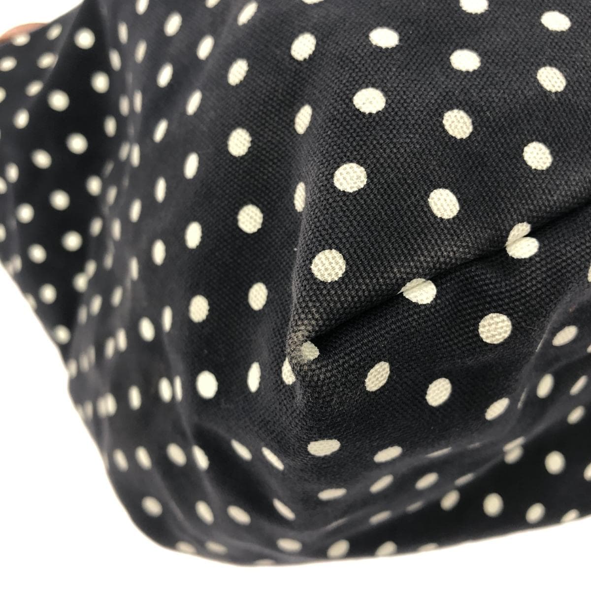 Felisi One Shoulder Bag Dot Pattern Canvas × Leather Navy Ladies 8