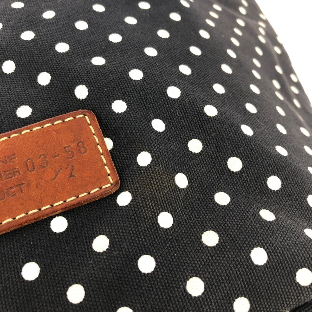 Felisi One Shoulder Bag Dot Pattern Canvas × Leather Navy Ladies 9