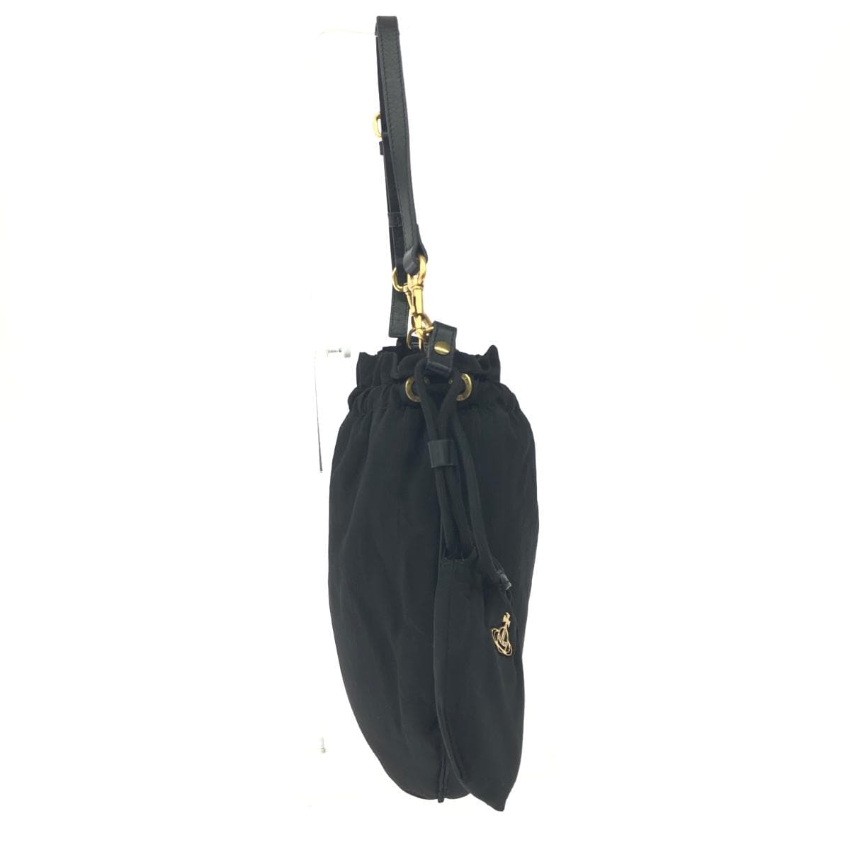 Vivienne Westwood drawstring bag in good condition, MOIRE nylon, black, for ladies 2