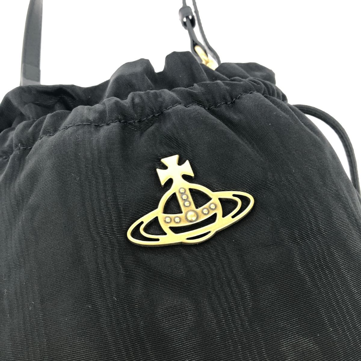 Vivienne Westwood drawstring bag in good condition, MOIRE nylon, black, for ladies 8