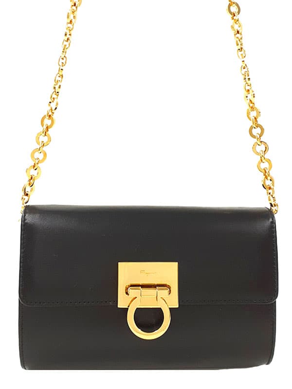 【Salvatore Ferragamo】Ferragamo『Gancini Chain Shoulder Bag』21 8752 Ladies 1 Week Warranty