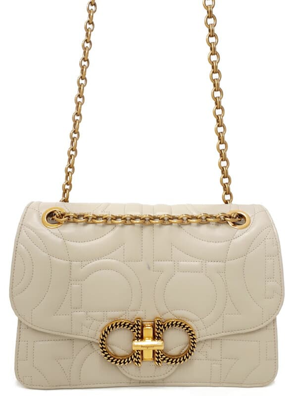 【Salvatore Ferragamo】Ferragamo『Double Gancini Chain Shoulder Bag』21 H168 Ladies 1 Week Warranty