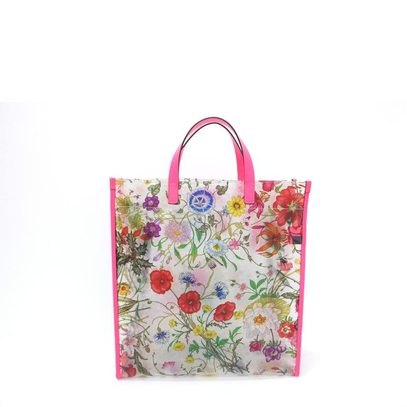 GUCCI Textured Vinyl Tote Bag Flora Print 548713 590*** Gucci Rank A 88 [Used] 3