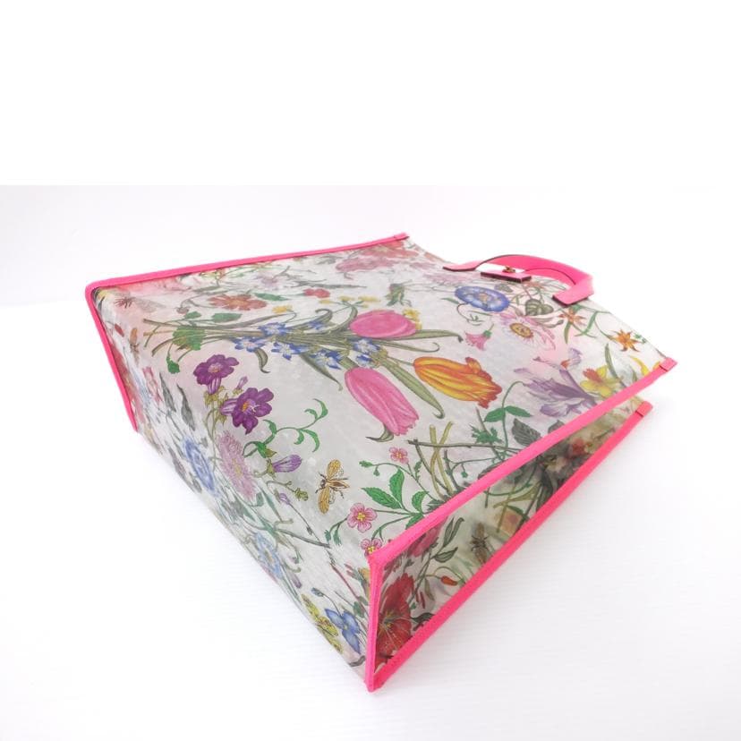 GUCCI Textured Vinyl Tote Bag Flora Print 548713 590*** Gucci Rank A 88 [Used] 4