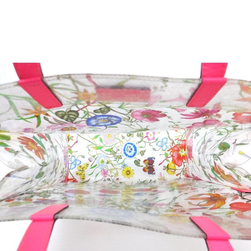GUCCI Textured Vinyl Tote Bag Flora Print 548713 590*** Gucci Rank A 88 [Used] 6