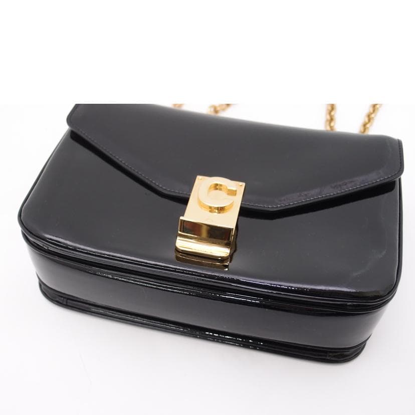 CELINE Celine C Medium Enamel Chain Shoulder Black 187253BFA CA-**** Rank A 69 4