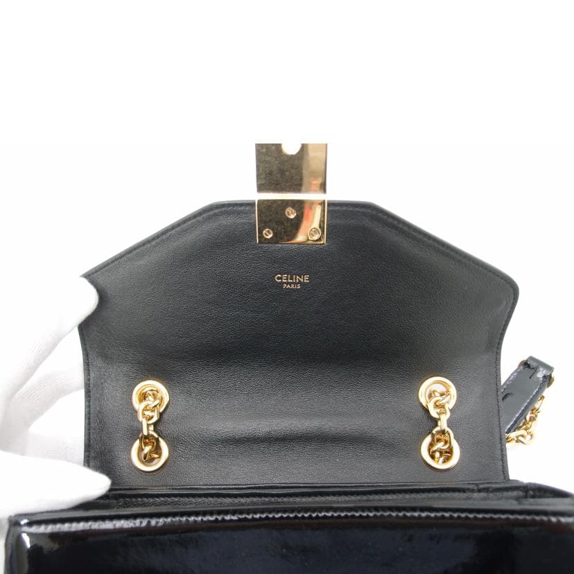 CELINE Celine C Medium Enamel Chain Shoulder Black 187253BFA CA-**** Rank A 69 7