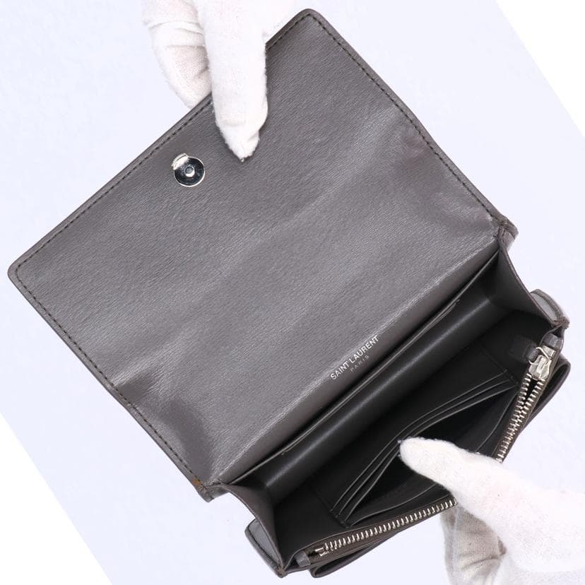 SAINT LAURENT Sunset Chain Wallet Gray 452157 091* A Rank 18Used 452157 6