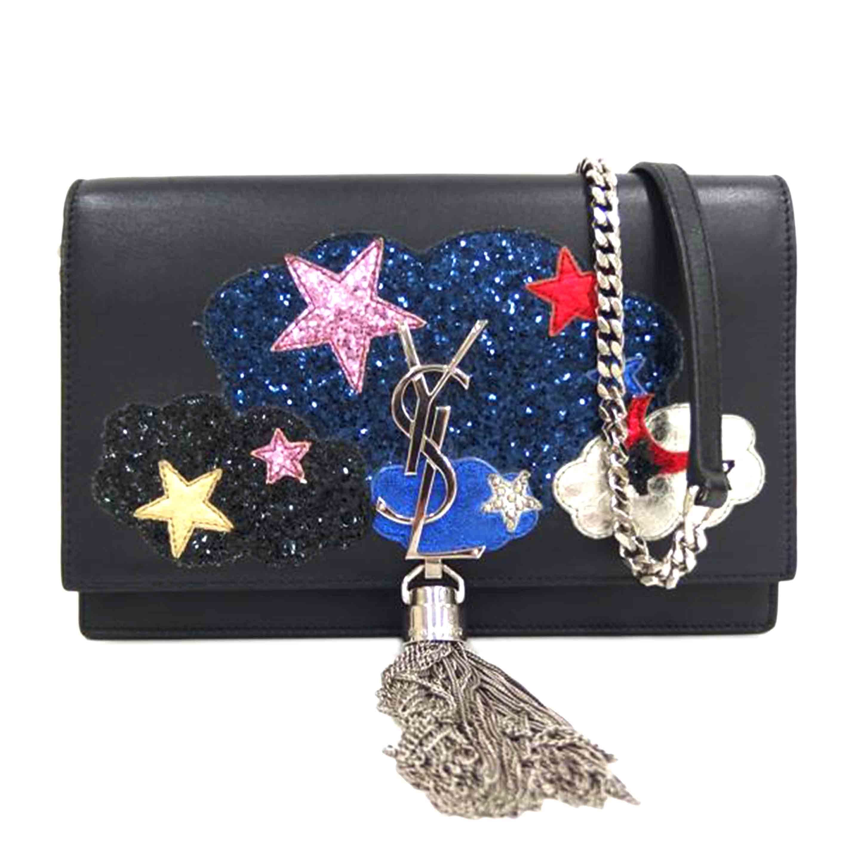 YSL Saint Laurent Fringe Chain Wallet AB Rank 82 [Used] 2