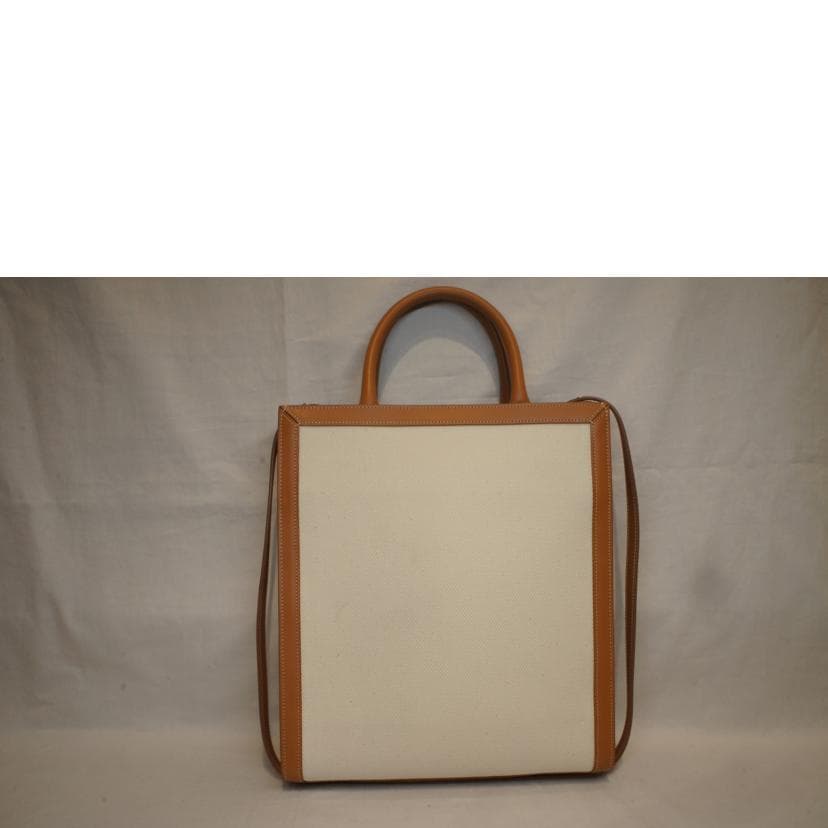 CELINE Vertical Cabas Canvas Logo White AB Rank 92 [Used] 3
