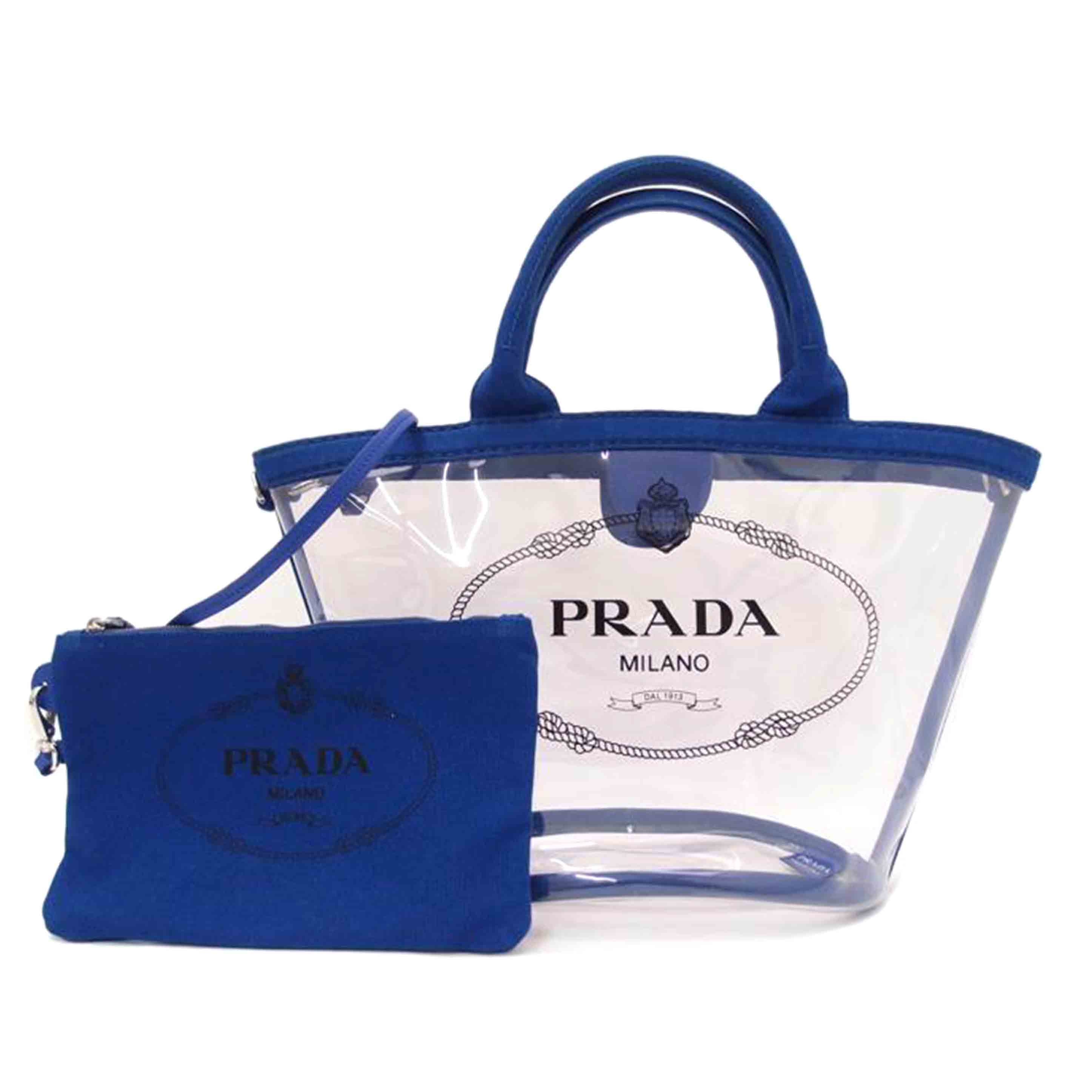 PRADA PRADA Kanapa Plex Fabric 2-Way Tote Blue 1BG166 180** A Grade 69 2