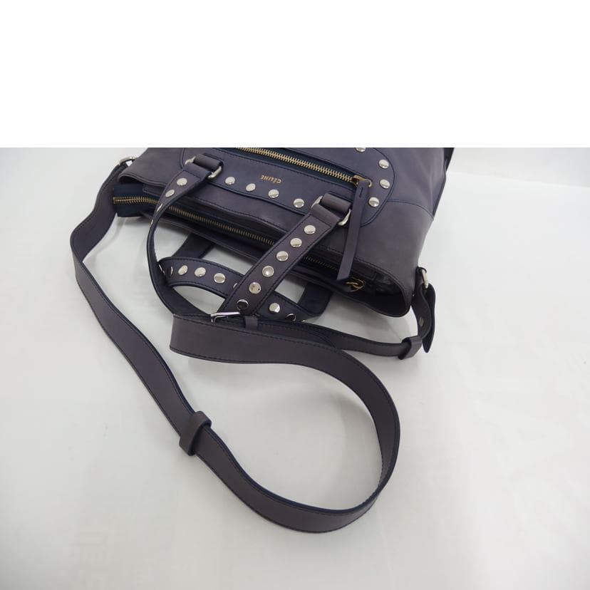 CELINE Studded Leather 2-Way Handbag Rank B 82Used 4