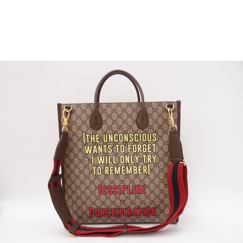 GUCCI GG Supreme Cherry Print 2-way Tote Brown 703264 493*** A Rank 69 [Used] 3