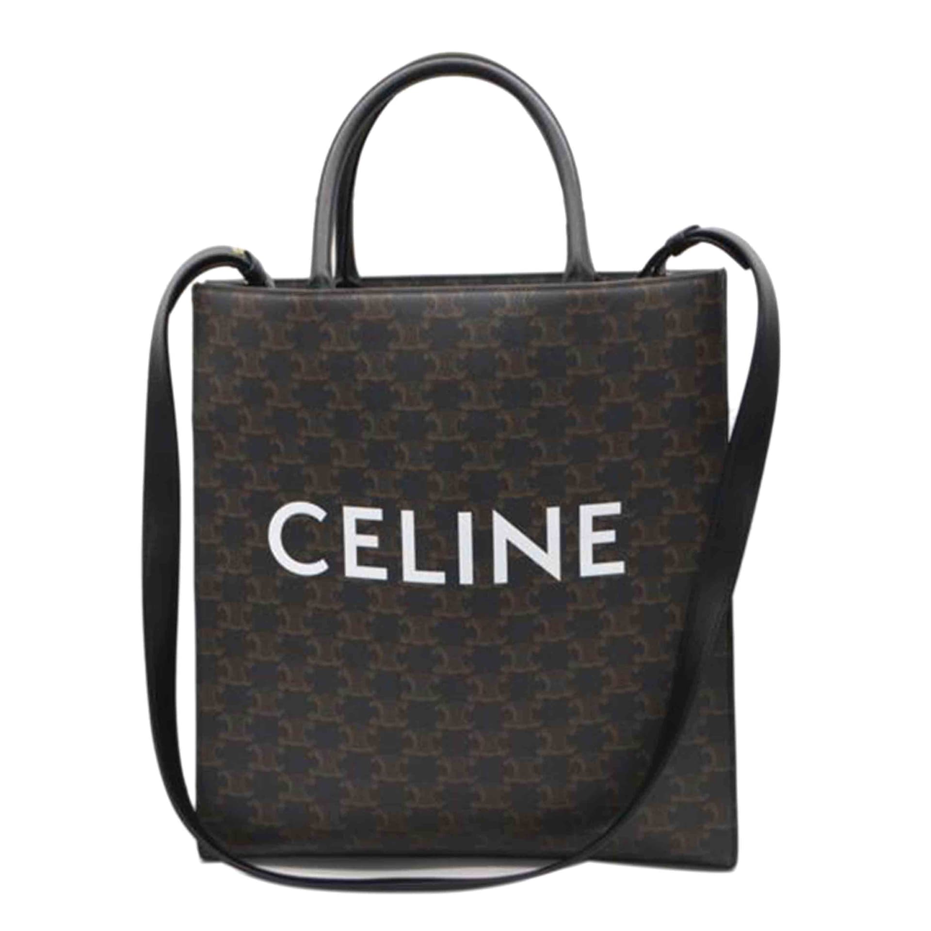 CELINE Celine Triomphe Medium Vertical Cabas Noir 194432 S-S***** A Rank 89 2