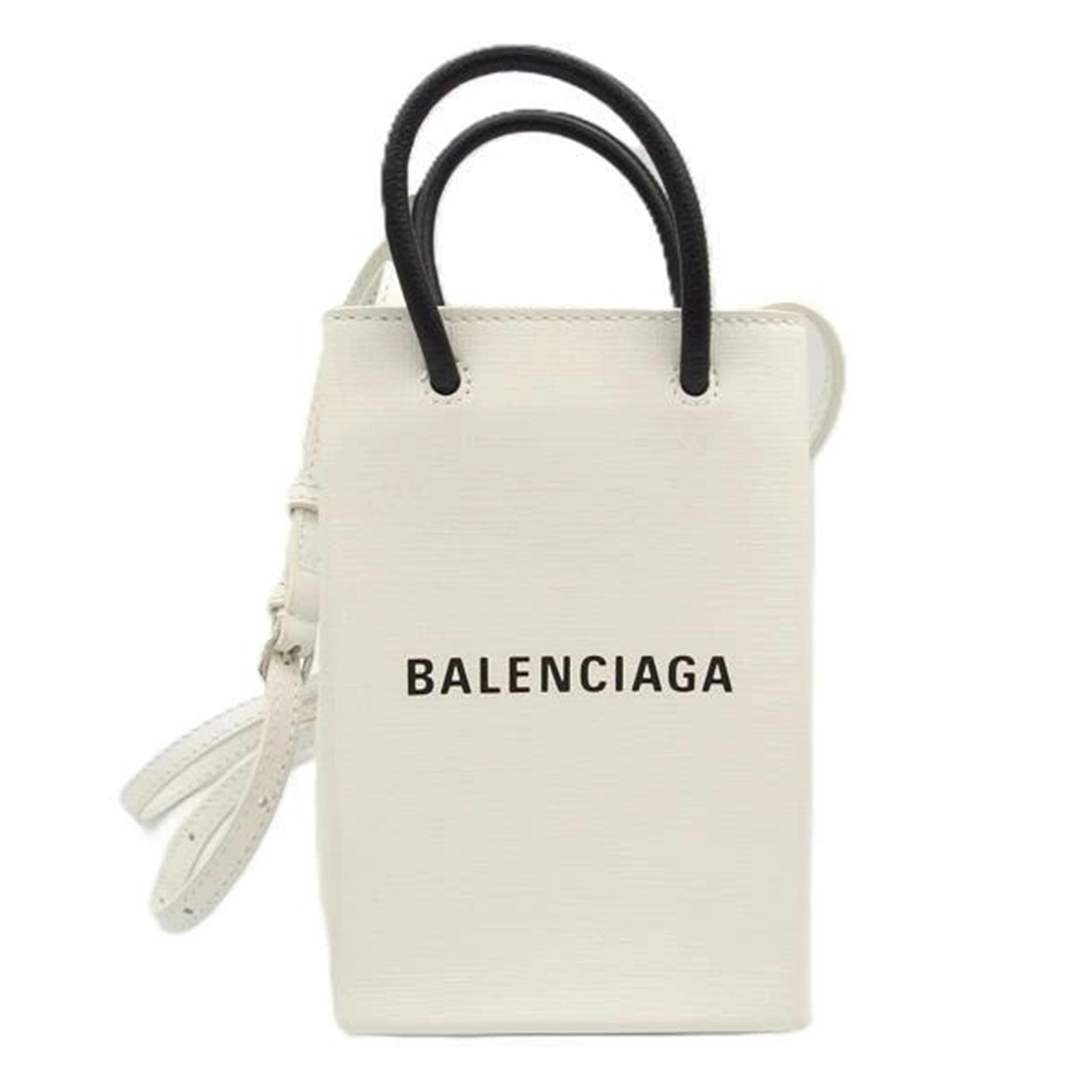 BALENCIAGA Balenciaga Shopping Phone Folder 2-Way Bag White 59386 Rank A 18 2