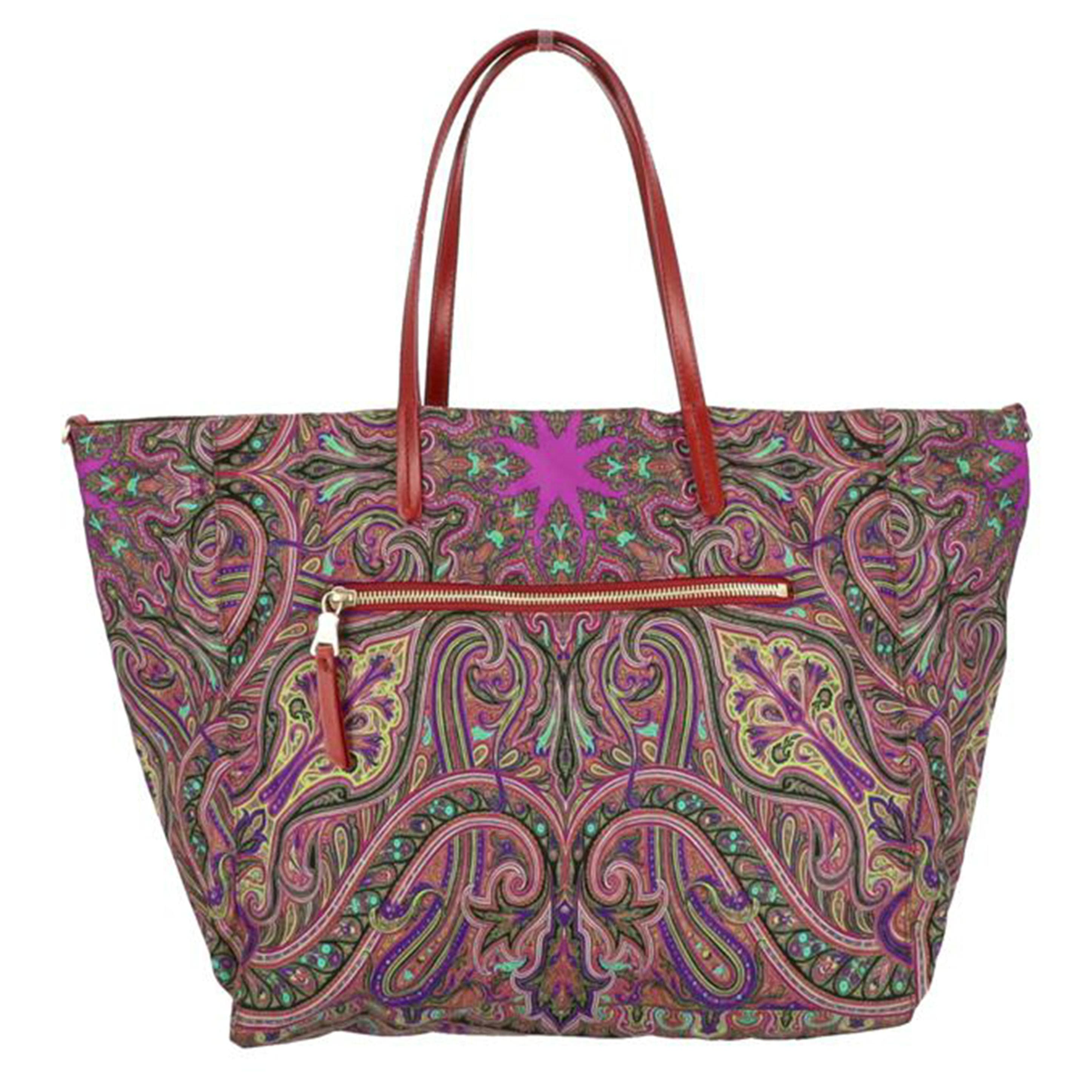 ETRO Paisley Pattern Nylon Reversible Tote Bag Rank A 18Used 2