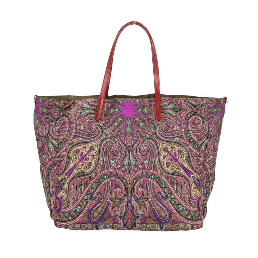 ETRO Paisley Pattern Nylon Reversible Tote Bag Rank A 18Used 3