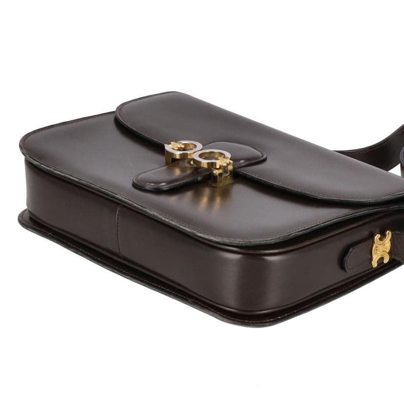 CELINE Vintage Macadam Buckle Leather Flap Shoulder AB Rank 24Used 4